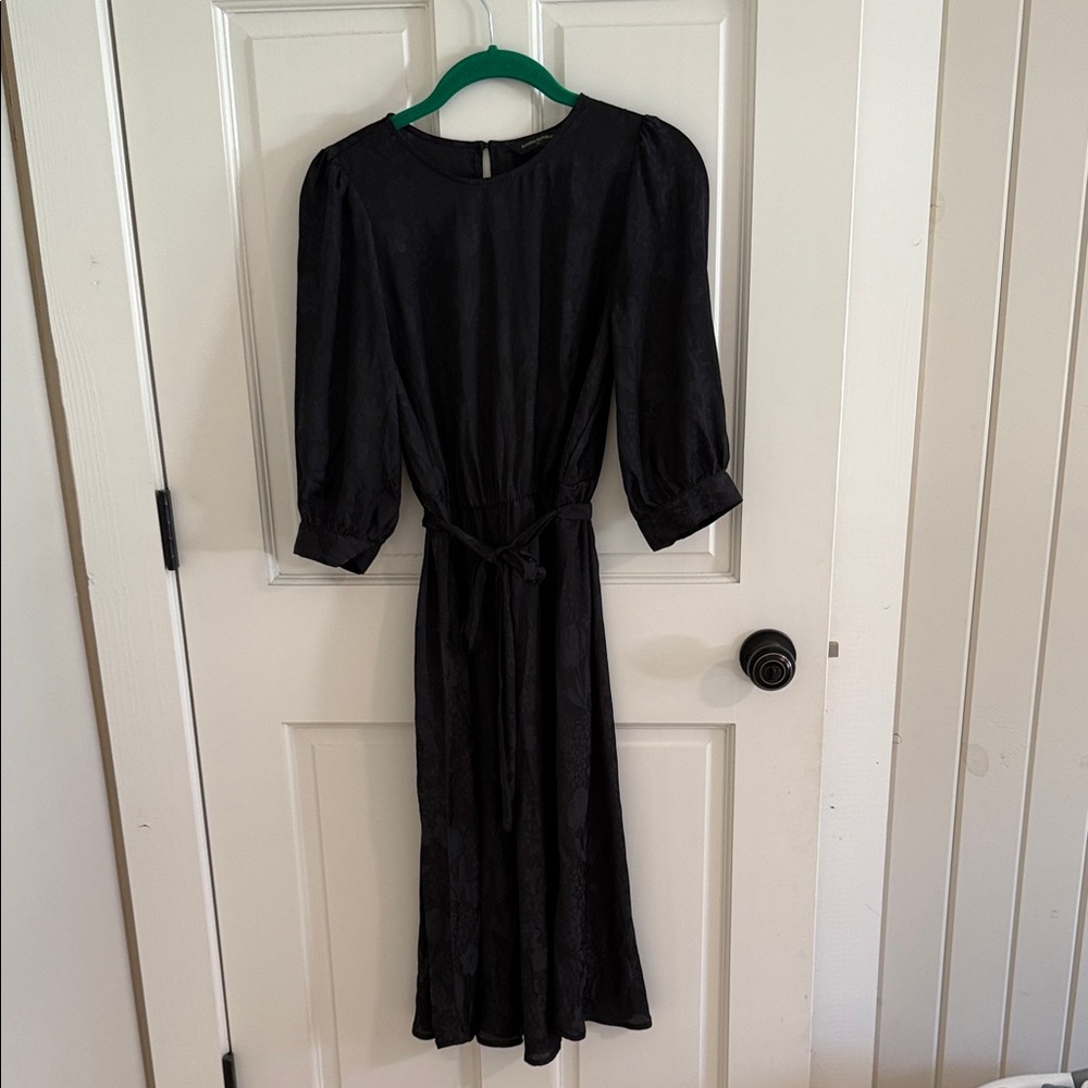 Banana Republic Elegant Floral Black Midi Dress